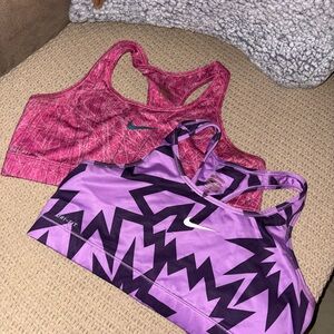 Nike Pro Women's Pink and Purple Patterned Sports Bras